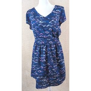 Lily Rose Fit & Flare‎ Dress Short Sleeve Scoop Neck Multicolor Size L